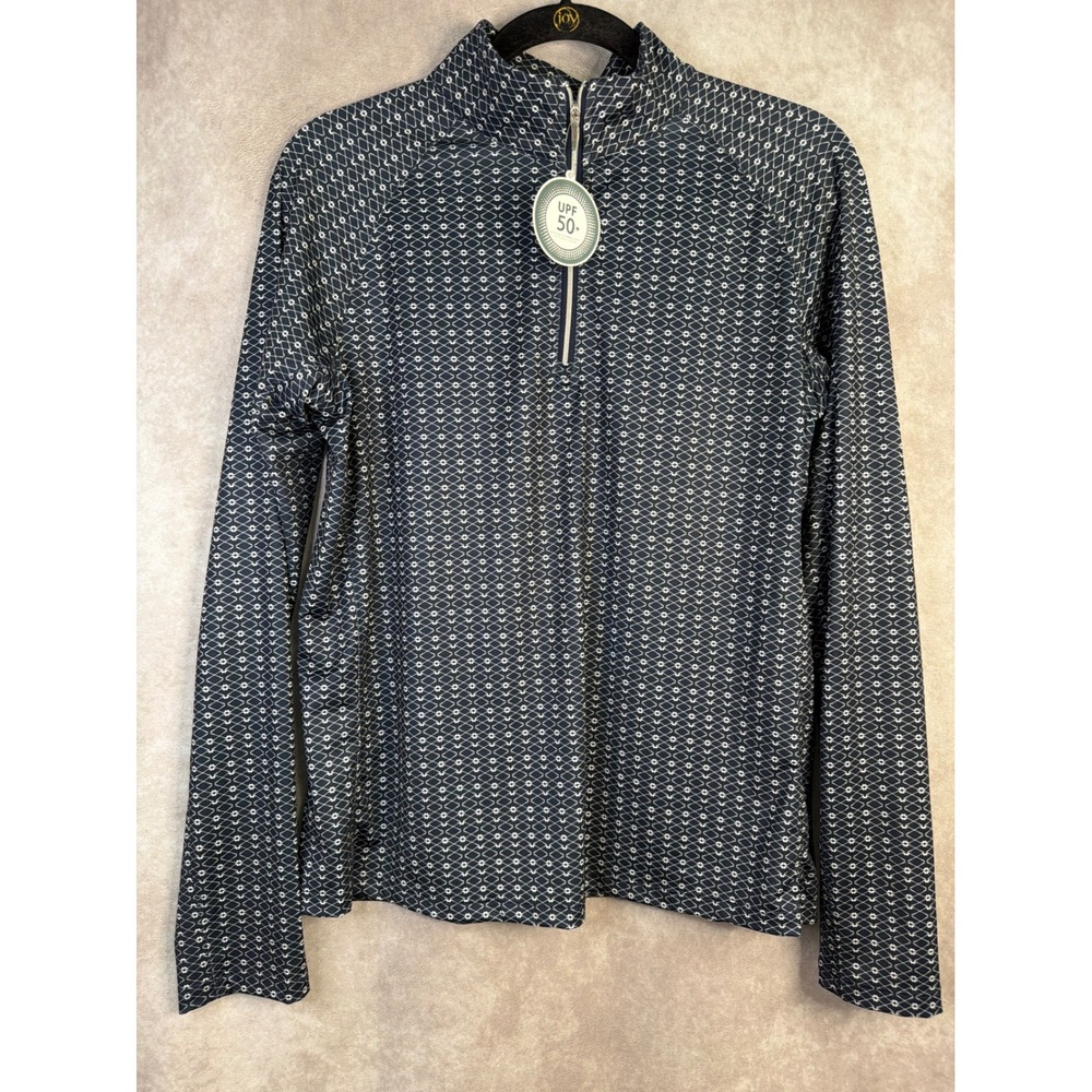 NWT Lady Hagen 1/4 Zip Pullover Women Medium Navy Club Geo UPF 50+ Long Sleeve